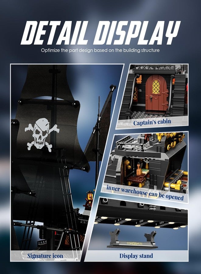 dOvOb Pearl Pirate Ship Mini Blocks Building Set - 1424PCS Construction STEM Black Boat Collection Display Set for Adults and Teen - Image 5